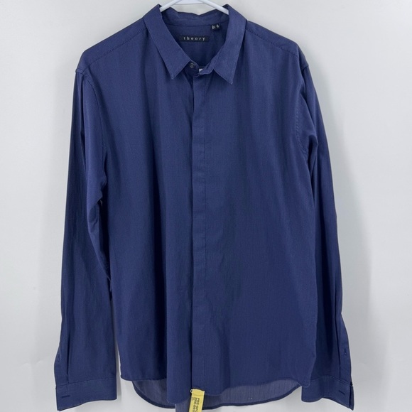 Theory Longsleeve Button Down Shirt Navy /White Size XL-16 - Picture 1 of 6